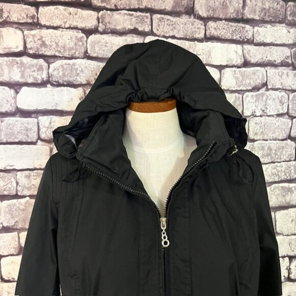 Details Intl Black Long Sleeve Hooded Coat Size L - Picture 2 of 10